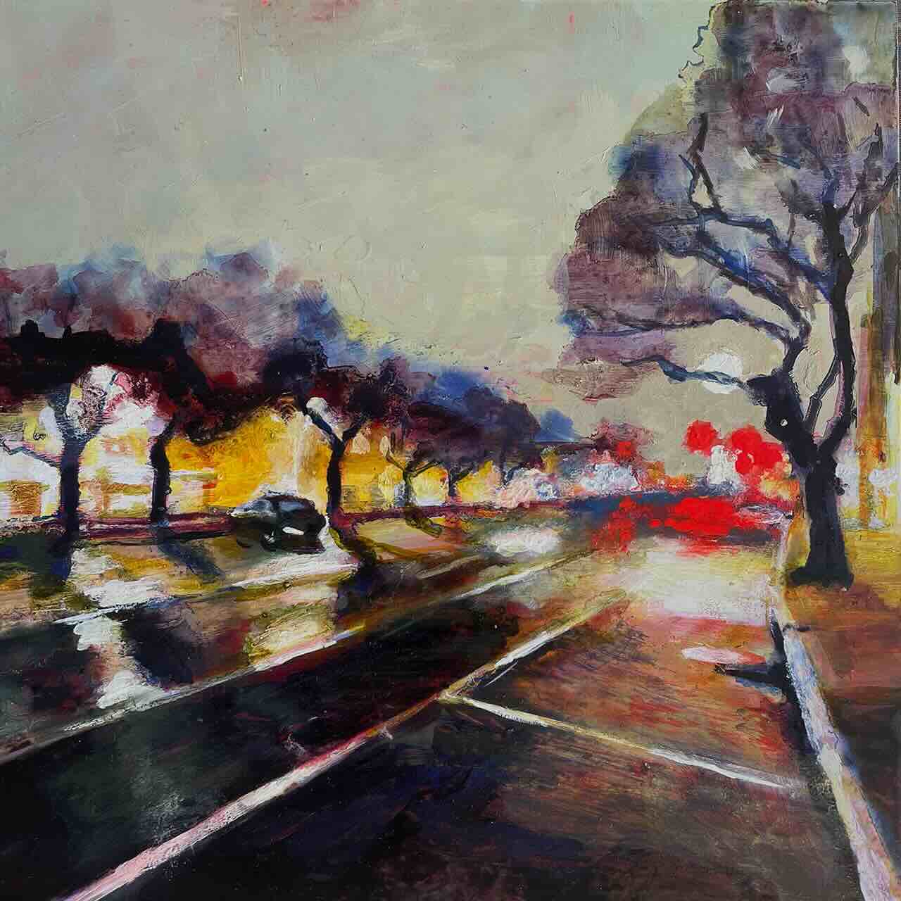 City Street at Night, cityscape by Christina Goodwin