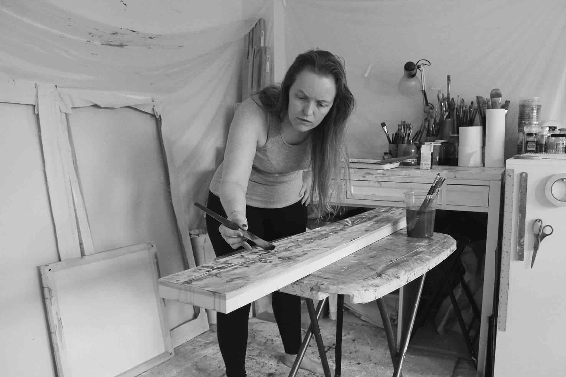 Christina Goodwin working in her studio