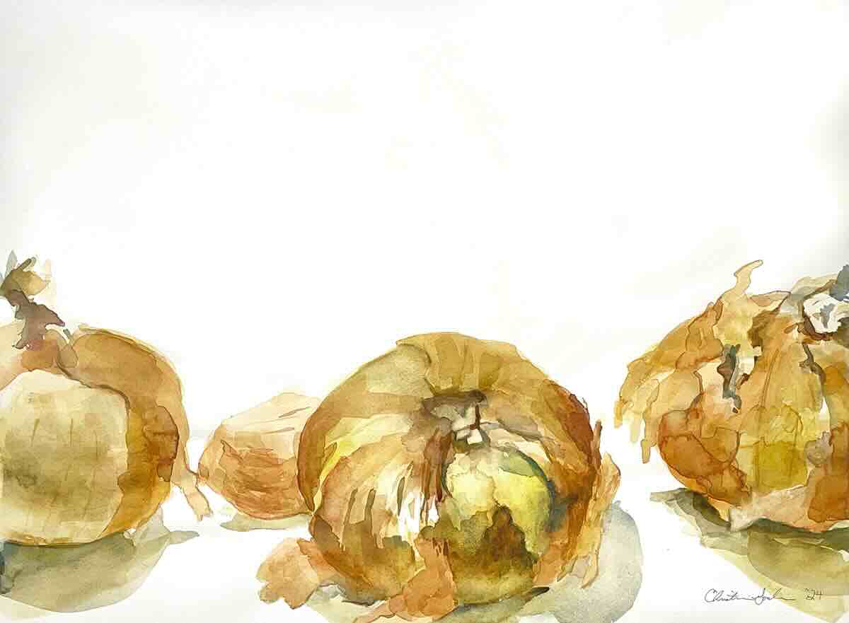 Three Onions, still life by Christina Goodwin